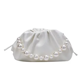Pearl Design Doce de Nuvem Sacos Pequenos de Couro PU Crossbody Sacos Para as Mulheres 2021 Cor Sólida de Ombro, Bolsas de mão Feminina Cruz Saco de Corpo