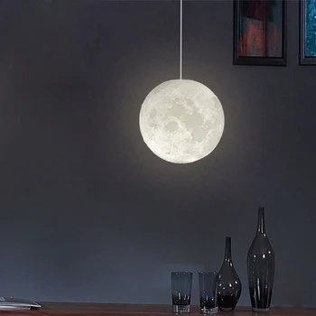 Novidade individualidade Criativa de Impressão 3D Luzes Pingente Lua Atmosfera Noite, a Luz da Lâmpada Bar-Restaurante de Suspensão de Iluminação