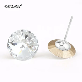 Mulheres Stud Earings de Alta Qualidade Redonda de Pedra Branca Zircão Brincos bijuterias Melhor Presente Para a Mulher Pregos e0456-1