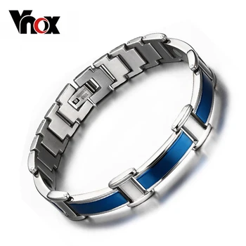 Vnox Homens Saudáveis de Cuidados Bracelete Pulseira Magnética de Germânio na Moda Homens Azuis de Aço Inoxidável de Energia Pulseiras Jóias 8.26