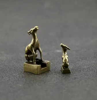 Coleção Chinês De Bronze De Animais Esculpidas Mãe E Filho Veado Selo Requintado Pequenas Estátuas
