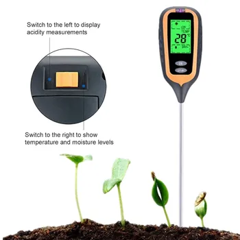 Novo Digital 4 EM 1 Medidor de Umidade de Solo de PH Medidor de Temperatura da exposição do LCD com luz Solar Umidade Testador Jardim Fazenda Gramado Planta com 50% de desconto