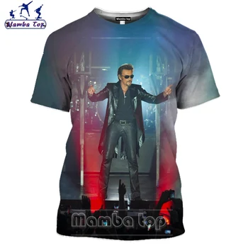 Mamba superior Johnny Hallyday T-Shirt 3D Tee Cantora de Rock dos Homens T-shirts Hip Hop Adolescentes Tshirt Homens Divertido Mulheres Moletom Executar Sportswear