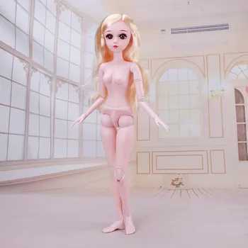 60CM BJD Boneca 21Movable Articulações 3D Olhos Piscando Duas Estilo Nude Cabelos lisos Longos 1/3 do Corpo Feminino de Moda de Vestir Menina de Brinquedo de Presente