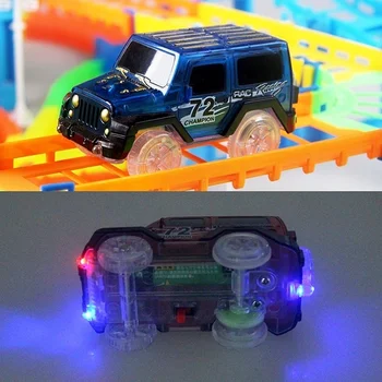Ferroviária Mágico Pista de Corridas de Jogo Definido Educacional DIY Curva Flexível Pista de Corrida Eletrônica Flash de Luz do Carro de Brinquedos Para crianças