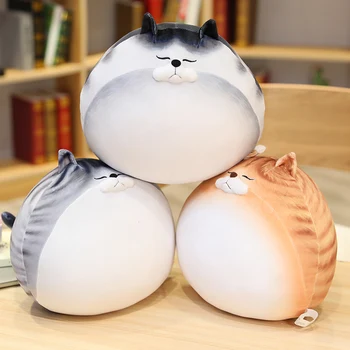 Bonito volta em forma de gato de pelúcia gato gordo jogar travesseiro almofada de desenhos animados de impressão 3D para o brinquedo do gato casa sofá cama de almofadas brinquedos