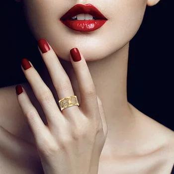 Cremo Rosa De Ouro Anéis Ajustáveis Para As Mulheres Formam A Jóia De Aço Inoxidável, Anéis Intercambiáveis De Couro Bague Femme