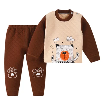 Meninos de roupa interior Térmica Conjunto de Meninas Pijama Bonito dos desenhos animados Impresso T-shirt Tops, Calças Para Criança Conjunto de Roupas de 2020