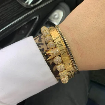Marca de luxo do Ouro//homens negros Casal amante zircão ajustável Abrir Soltar o Punho braceletes pulseira para homens mulheres viking jóias