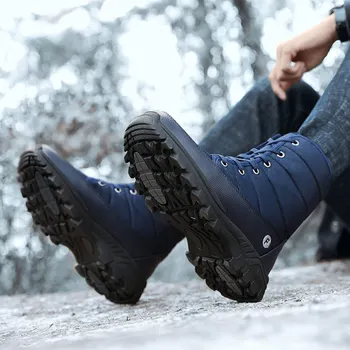 Impermeáveis botas de neve de homens sapatos 2021 antiderrapante meados de bezerro lace-up de calçados de segurança homens botas de sola de borracha de inverno ankle boot de botines mujer
