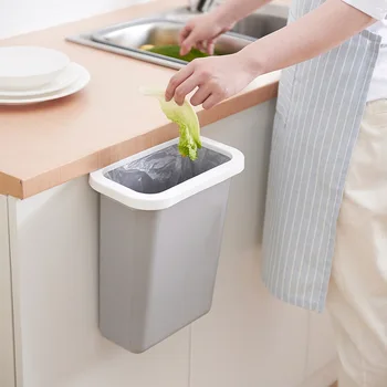 Criativa Cozinha Pendurar Latas De Lixo Da Porta Do Armário Pendurado Lixo Plástico Casa De Banho Caixote De Lixo De Pressão Anel De Cesta De Papel