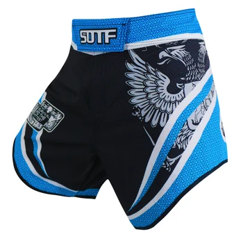 SOTF MMA Preto Impressão Respirável Luta de Fitness Curto Tiger Muay Thai, Kickboxing Sanda Boxe Roupa Curta de Treinamento de mma curto