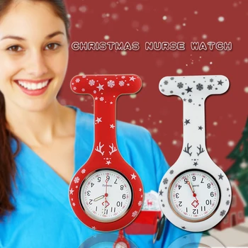 2017 Feliz Natal enfermeira relógio digital em silicone medicinal relógio pingente de quartzo broche médico ver com o clip dropshipping