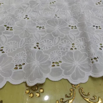 Branco Suíço em Voile de Algodão Ilhó Laço de Tecido para o Vestido,o Diy Bordado em Vestuário de Retalhos de Costura Pano,130 cm de Largura