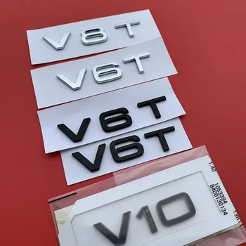 ABS do Carro do Lado do Corpo Emblema V6T V8T V10 Letras Emblema Fender Tronco adesivo para Audi A6 A8 S4 S5 S6 S8 RS4 RS5 RS6 RS7 RS8 SQ5 SQ7