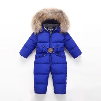 2020 Inverno Menina de Romper Pele de Algodão Quente de Meninos de neve ternos de Pato para Baixo de Um Pedaços Miúdos Macacão de Roupas infantis 70-120cm