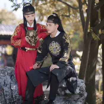 Casais Traje Chinês Antigo Vintage Hanfu Para Homens E Mulheres Adultos Carnaval Cosplay Traje Vestido De Fantasia Para Os Homens/Mulheres Plus Size