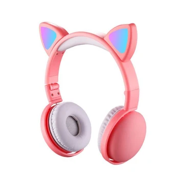 Gato de Ouvido Bluetooth 5.0 Fones de ouvido DIODO emissor de Luz de Cancelamento de Ruído Meninas Crianças Bonito Fone de ouvido de 3,5 mm Microfone sem Fio, Fones de ouvido Fones de ouvido