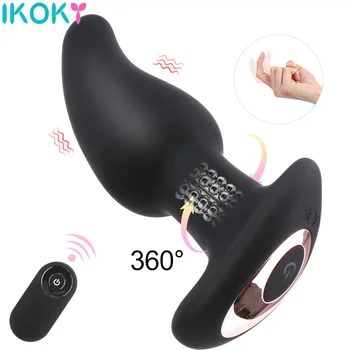 Ânus Vibrador Rotação Esferas de Massagem de Próstata Mulheres G-spot/Estimulação do Clítoris Silicone Brinquedos Sexuais sem Fio, Vibração Anal Butt Plugs