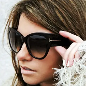 Moda retrô Óculos estilo Olho de Gato para as Mulheres Tom de Marca Grande T Feminina Tons de Gradiente de Óculos de Sol UV400 Oculos de sol feminino