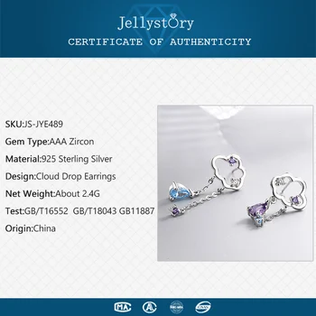 Jellystory Moda 925 Brincos de Prata Esterlina com Zircão pedra preciosa para as Mulheres da Forma de Nuvem Brinco de Finas Jóias de Presente de Casamento