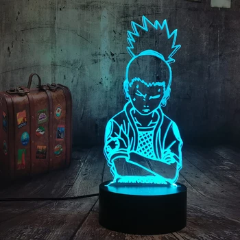 Anime Figura de Nara Shikamaru Legal Naruto 3D LED Ilusão Noite de Luz de Cor Mudança de USB, Bateria de Mesa 3d Lâmpada de Natal lâmpada para Crianças