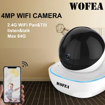 WOFEA 1080P/ 4MP do IP do WIFI da Câmera de Vigilância sem Fio HD AI Câmera do CCTV da Auto Pista de Alerta Aar/Cordon P2P Visão Noturna ICSee