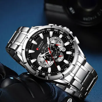 CURREN Homens Relógios de alto Luxo da Marca Sport Watch Azul Cronógrafo de Quartzo Homem Relógios de pulso de Aço Inoxidável do sexo Masculino Relógio