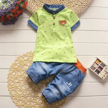 BibiCola meninos do bebê roupa de verão conjuntos de recém-nascidos camisas de manga curta + calça jeans legal shorts jeans para bebe criança movimentando-se ajustar 2020