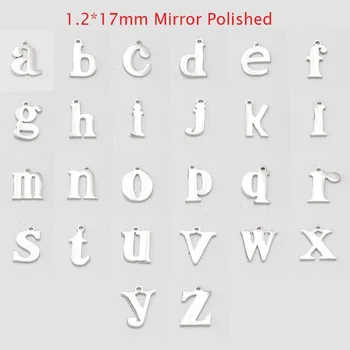 26pcs/monte Espelho de Aço Inoxidável Polido Alfabeto Encantos DIY Iniciais De A-Z Pendente de Encantos para Fazer Jóias Acessórios