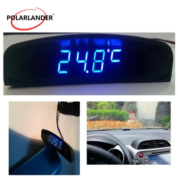 Interior Voltímetro Medidor de Temperatura de 3 Em 1 Carro Automático Digital LED 12V do Carro Relógio Eletrônico