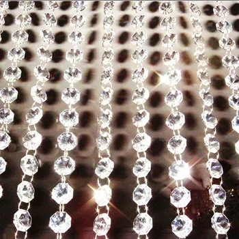 Todas as Cores de Luxo K9 de Cristal de Vidro 14mm Octagon Lustre de Contas Garland Stand Travar Correntes Para Árvore de Natal & Cortina de Decoração