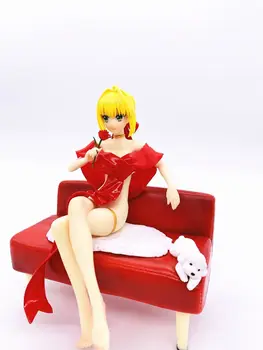 Anime Fate/EXTRA Stay Night sorte Grande, a Fim de Saber o Nero Cláudio, Roupão de banho Vestido Vermelho Ver. PVC Figura de Ação Sentado no Sofá Modelo