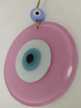 Cor-de-rosa do Olho Mau 12cm Grande esfera de Vidro Pingente turco Artesanais Grande Amuleto para Pendurado na Parede Ojo Turco Talismã Boho Decoração de Casa