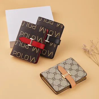 WILLIAMPOLO Nova pequena bolsa de moda feminina simples e curto, estilo Britânico carteira multifuncional multi-card pacote pl208120