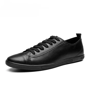 Homens sapatos Tamanho 38-46 Homens de Couro Casual Sapatos Outono de Couro Genuíno Sapatos de Moda masculina de Homens negros sapatos de couro