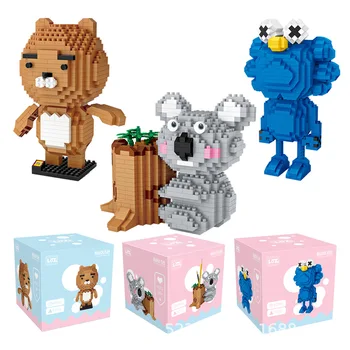 LOZ Blocos de Animais dos desenhos animados de Urso Anime Leão Figura Azul Bonecas Koala Caneta Titular Blocos de Construção Iluminar Micro Tijolo Brinquedos Engraçados