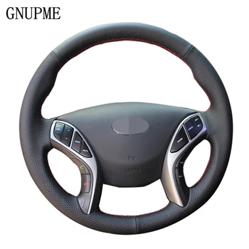 GNUPME costurado a Mão Macia de Couro Artificial Carro Cobertura de Volante para Hyundai Elantra 2011-2018 Avante i30 2012-2018