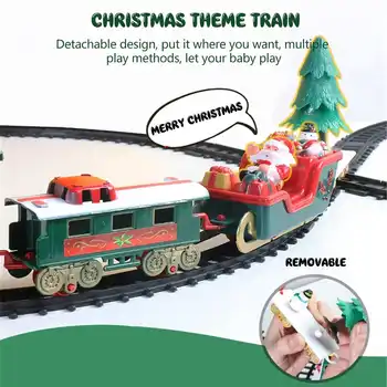 Nova Natal Elétrica Trilho de Trem, Carro de Brinquedo para Crianças Trem Conjunto de Corrida de Transporte Rodoviário de Construção de Brinquedos Com Música ligeira