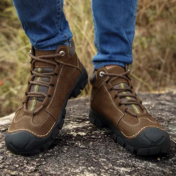 Marca Exterior Sapatos De Couro Genuíno Trekking, Caminhadas Sapatos De Homens Waterproof Botas De Inverno De Sapatilhas De Escalada De Uma Montanha De Sapatos