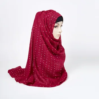 Moda das Mulheres Muçulmanas de Chiffon Hijab bolinhas lenço 2020 Nova Cor Sólida Muçulmano Xale Hijabs Feminino Estolas Tampa do Capô Véu
