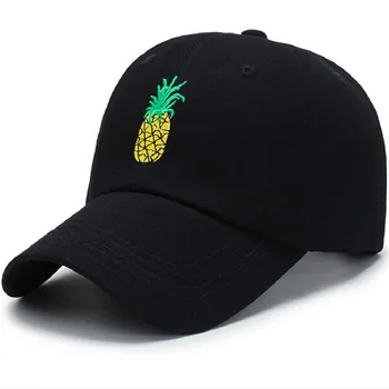 Bordado De Abacaxi Pai Hat Cap Para As Mulheres Ajustável De Algodão Frutas Mens Boné De Beisebol De Hip Hop De Verão Snapback K Pop Tampa De Esportes