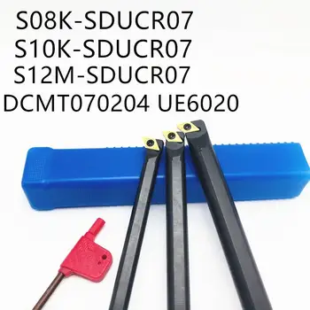 3 peças S12M-SDUCR07 S08K-SDUCR07 S10K-SDUCR07 de 95 graus espiral girando ferramenta para barra de mandrilar + 10 peças DCMT070204 de metal duro