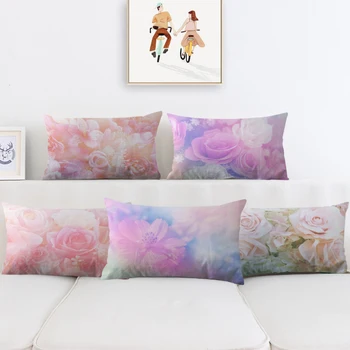 50x70 Retângulo fronhas Decorativas cor-de-Rosa da Flor Padrão de Almofadas Florais Pilllows para Sala de estar, Sofá-Cama Capa de Almofada