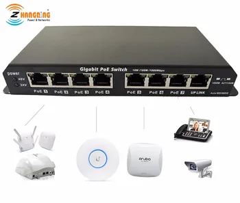 PoE switch Ethernet para câmeras de segurança/roteadores 1000 mbps com PoE Passivo em 7 de portas 1 Uplink, 24v 48v Modo de Um Modo B switch PoE