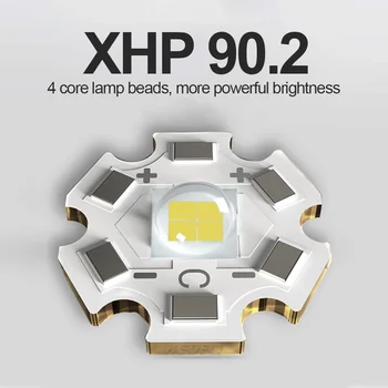 Alta Qualidade XHP90.2 Potente Lanterna led 18650 Bateria 26650 Recarregável do Diodo emissor de Luz da Tocha XHP90 tático Flash de luz Xhp50.2 lanterna