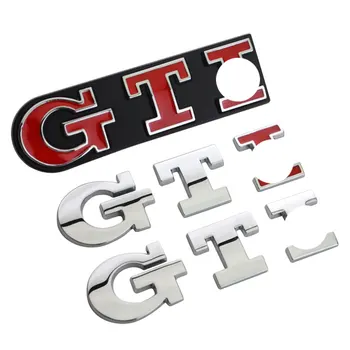 3d do Carro de Metal Adesivos Emblema Emblema GTI Estilo de Letra a Decoração Exterior, o Corpo Todo Tronco Cauda Decalques de Acessórios Automobilísticos