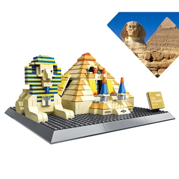 WANGE 624pcs mais Famosos do Mundo, de Arquitetura Clássica pirâmide Egípcia Esfinge da Construção de Modelos Conjuntos de Blocos de Tijolo Brinquedos para o Filho Dom