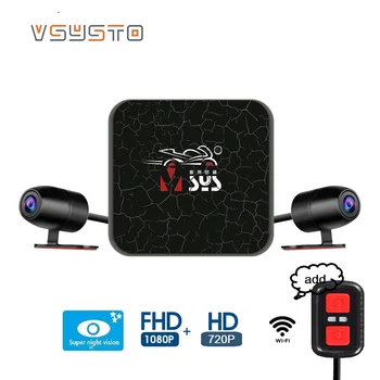 VSYSTO 1080p+720p Motocicleta DVR dois canais de moto gravador de vídeo visão noturna wi-fi Traço cam