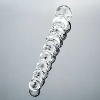 De vidro longa anal esferas de cristal Transparente de Vidro Vibrador Plug Anal feminino, Masturbação, ponto g estimular galss bolas de adultos brinquedos sexuais